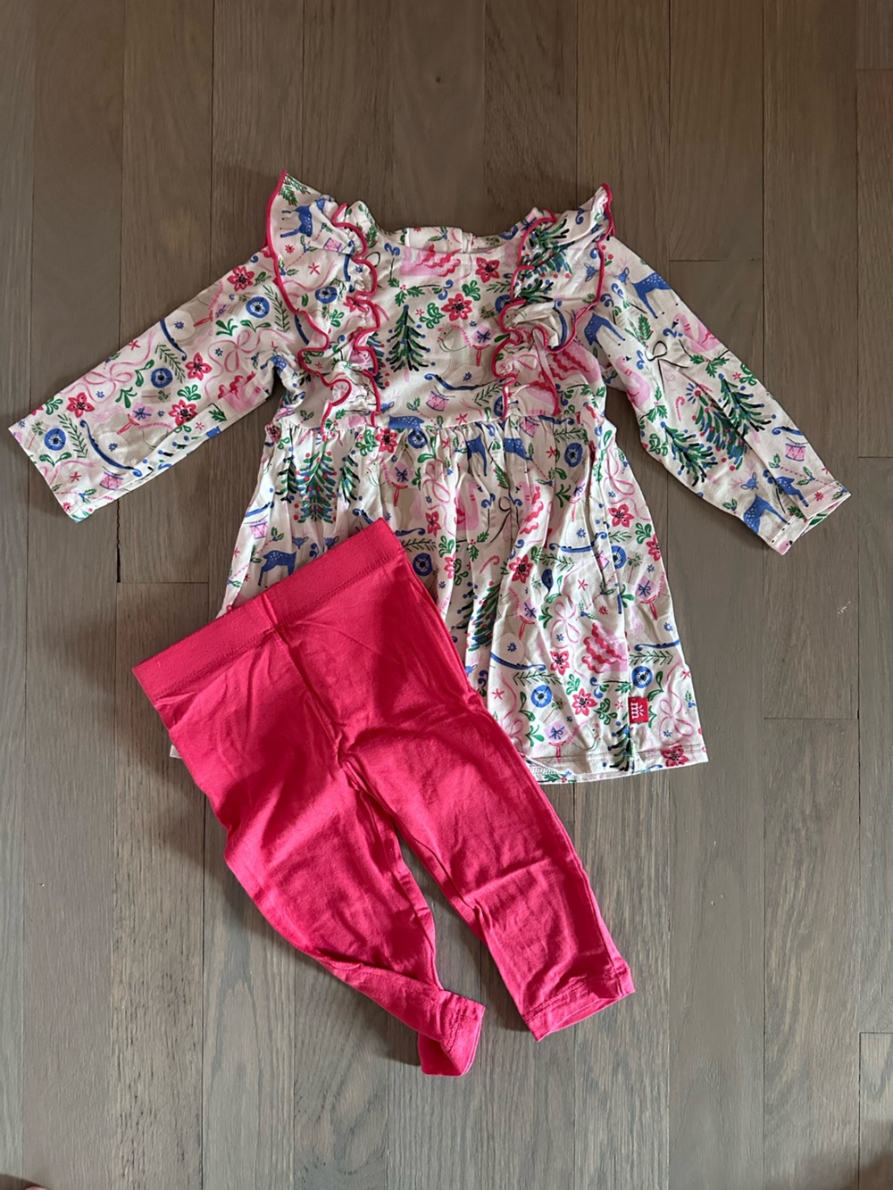 Magnetic Me Pink Ruffle Dress and Legging Set - Winter Holiday